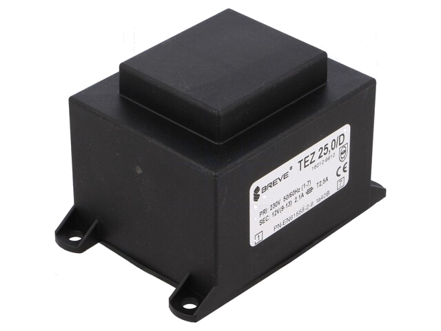 Transformator: ingegoten; 25VA; 230VAC; 12V; 2083,3mA; PCB; IP00 Transformator: ingegoten; 25VA; 230VAC; 12V; 2083,3mA; PCB; IP00